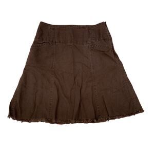 Ann Taylor Brown Knee Length Denim Skirt Coastal Cowgirl Western Size 4